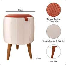 Kit 2 Puff Moises Round Stool Pouf Living Room Stick Feet - Màu be/Nâu - Xem 6
