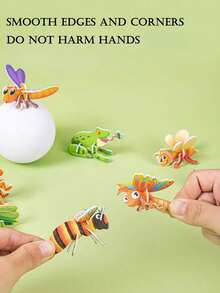 10 piezas de rompecabezas 3D de animales de dibujos animados, rompecabezas de insectos y dinosaurios, rompecabezas DIY de animales y edificios, favores de fiesta, recompensas de aula, regalos de Año Nuevo, colores / patrones al azar - Multicolor - Ver 4