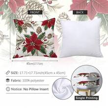 MEMNUN 1 Stück/2 Stücke/4 Stücke 17.7*17.7in(45*45cm)/19.69*19.69in(50*50cm)/15.75*15.75in(40*40cm) fuchsiafarbener Weihnachtsblumen Muster Kissenbezug (einseitig bedruckt), Heimdekoration Kissenbezug für Bett, Sofa, Bank, geeignet für täglichen Gebrauch oder hochwertige minimalistische Heimdekoration, Wohnzimmer, Schlafzimmer