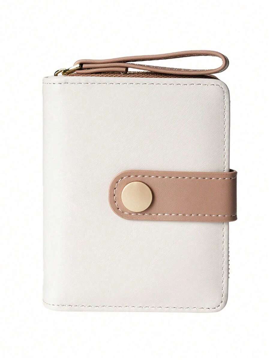 女士超薄皮革双折钱包 小型紧凑型钱包 带信用卡槽 硬币拉链袋和挂绳 圣诞节和万圣节送给伴侣的理想礼物（无标志版） 女士钱包 迷你钱包 钱包 钱包 小钱包 可爱钱包 - 卡其色 - 查看 1