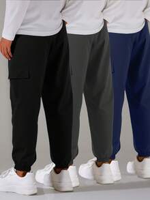 Set da 3 pantaloni cargo casual alla moda per ragazzi pre-adolescenti, con tasche, slim fit alla caviglia, comodi per l'uso all'aperto e lo stile da strada, adatti per primavera/autunno