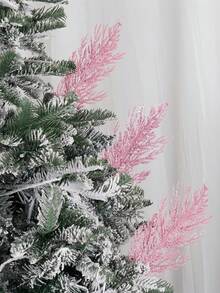 12 pièces Tiges de cèdre rose pailleté de Noël, pics floraux de Noël en branches de cèdre artificielles roses. Pour ornements d'arbre de Noël, remplissage, couronnes de Noël DIY, artisanat, guirlandes, fêtes, mariages et décoration de la maison