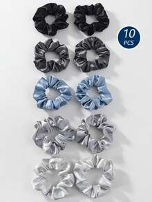 10pcs/Pack Assorted Color Fabric Scrunchies, Stretchy Hair Ties, Versatile Hair Accessories Suitable For All Seasons - Multicolor - View 20