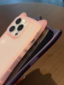 Cute Cat Ear Minimalist Premium Pink Soft Phone Case Compatible With IPhone 16 Pro Max/16/16 Pro/16 Plus/15/15 Pro Max/15 Pro/15 Plus/11/12/13/14 Pro Max/11 Pro/11 Pro Max/12 Pro/12 Pro Max/13 Pro/13 Pro Max/14 Pro/14 Pro Max/14 Plus, Creative Design