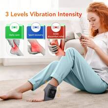 Hailicare Masajeador de pies portátil con calor y vibración, protección para la articulación del tobillo, 3 niveles de temperatura y 3 niveles de intensidad, con batería de 2000mAh