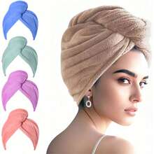 1 pieza Gorro/toalla de pelo suave, absorbente y cálido de estilo casual premium, adecuado para baño, natación, baño, piscina, todo el año. Toalla de pelo de doble capa, súper absorbente y de secado rápido. Gorro de ducha de felpa coral de unicolor para mujeres. Toallas de ducha para salón de belleza, hotel, deportes, artículos esenciales para el hogar, toalla, cuidado de la piel