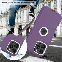 Phone Case With Belt Clip For IPhone 13/14/15/16 Pro Max Plus Heavy Duty 3 In 1 Military Grade Drop Protection DustProof Durable Protective Shockproof Cover  For Christmas, Birthday, New Year Gifts, Winter,Gifts For Family, Friends,Birthday,Girlfriend,Boyfriend - Tím/Trắng - Xem 7