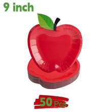 20/50 Stücke mittelgroße und große Apfel-förmige Pappteller, Weihnachtsparty Teller, Einschulung Pappteller, rote Apfel Party Teller Einwegteller und Geschirr für Einschulungsfeier, Abschlussfeier, Weihnachtsparty Dekorationen 7inch+9inch
