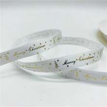 5yards 10mm Christmas Ribbon Printed Christmas Polyester Ribbon For Handmade Design Christmas Decoration Gift Packing
