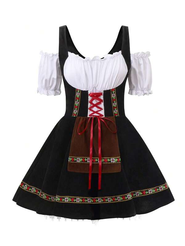Plus Size Oktoberfest Carnival Costumes For Women German Dirndl Cosplay Dress, Halloween