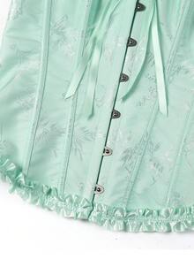 女士提花露背系带吊带塑身衣上衣，奶油黄色，适合新年派对、情人节、节日 - 淺綠色 - 查看 6