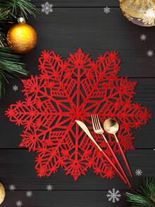 1/4/6pcs(10cm*10cm), Christmas Snowflake Placemats, PVC Placemats For Christmas Table Decorations, Vase Mats, Christmas Table Snowflake Decorative Protective Mats.