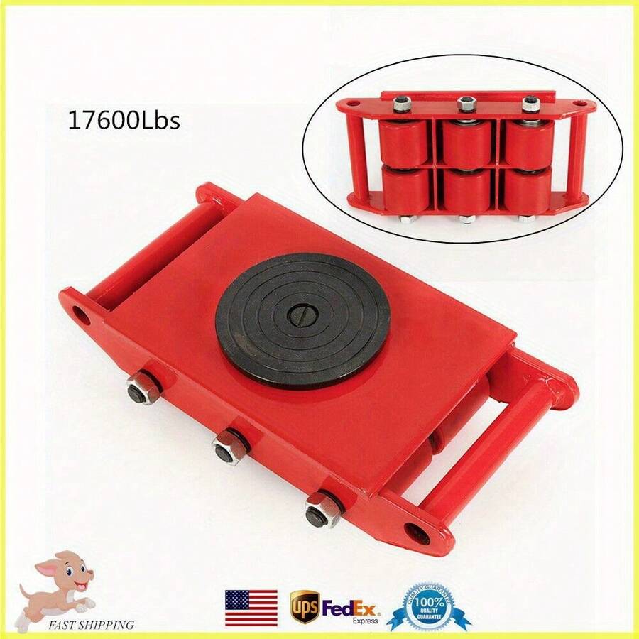 YUNRUX New Heavy Duty Machine Dolly Skate Machines Roller Mover Trolley Cargo 8Ton Red