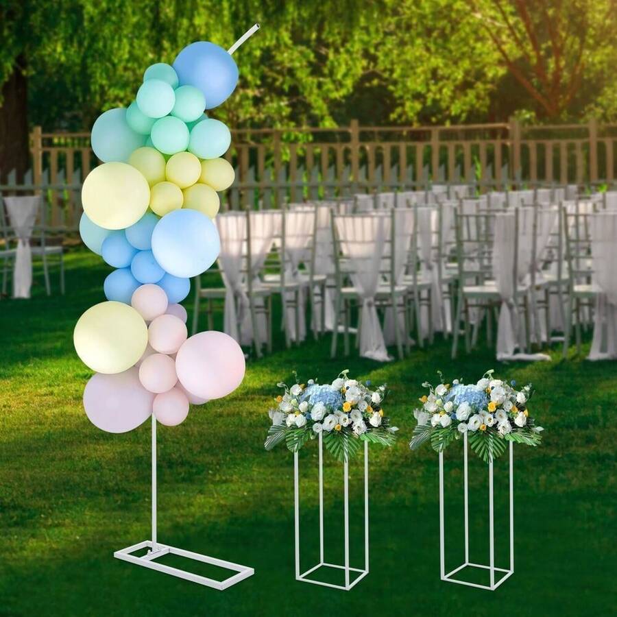 YUNRUX Balloon Arch Stand And 2 Flower Stands, Arch Background Stand For Parties, Wedding Flower Stand