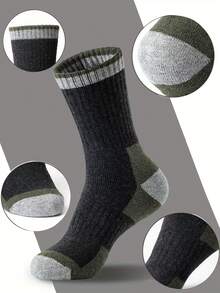 5/1 Pair Men's Socks, Soft & Warm Winter Casual Crew Socks, Moisture-Wicking, Suitable For Indoor And Outdoor - Multicolor - View 2