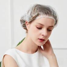 100 Plastic Disposable Shower Caps - Suitable For Hair Dyeing And Beauty Salons, Home Use, Spas, Keep Hair Dry And Clean - trắng - Xem 6