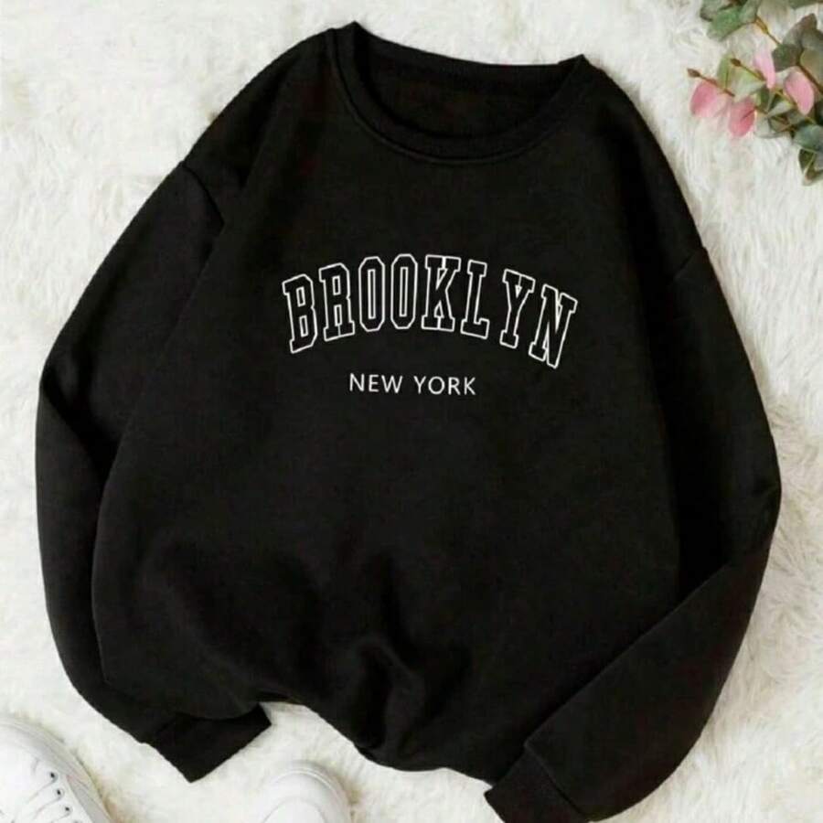 Warm And Soft 100% Cotton Sweatshirt - 黑色 - 查看 1