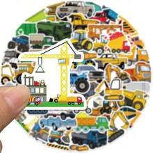 50 Pieces Of Cute Construction Vehicle Stickers - Waterproof PVC Stickers, Suitable For Laptops, Skateboards, Suitcases, Etc. - Durable, Self-Adhesive, Multi-Shape, Suitable For Winter And New Year Decoration