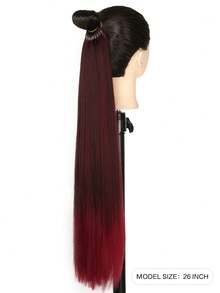 Tóc đuôi ngựa nối dài 16 inch/26 inch/34 inch, Dây thun đa năng màu đen sang đỏ tía chịu nhiệt cho nữ, Tóc đuôi ngựa dài thẳng tự làm quấn quanh, Tóc đuôi ngựa tổng hợp mềm mại tự nhiên cho nữ Hóa trang hàng ngày và Lễ hội âm nhạc Giáng sinh, Quà tặng năm mới đã qua sử dụng - Nhiều màu - Xem 3