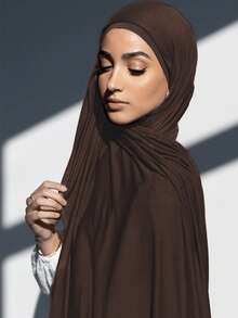 2pcs Set: Jersey Matching Hijab & Undercap Set, Solid Color, Soft, Breathable Modal Fabric, 1 Tube Cap Hijab + 1 Lightweight Modal Scarf, Suitable For Daily Modest Coverage