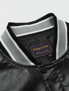 Giacca da baseball nera da uomo, di alta qualità, con ricami, in stile moda di strada, abbigliamento sportivo casual classico retrò, patchwork in pelle sintetica, maniche lunghe, stile hip-hop, motociclista, grunge, autunno/inverno