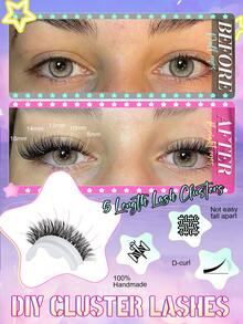 300 Stücke Büschel Wimpernset, 30D 40D 50D DIY Künstliche Wimpern, inklusive Wimpernkleber und Verlängerungswerkzeuge, geeignet für Anfänger, perfekt für Weihnachten und Musikfestivals