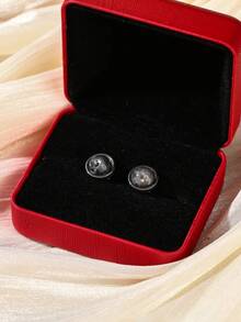 6/8/10mm Natural Stone Round Bead Stainless Steel Stud Earrings, Agate/Crystal/Faux Pearl And Other Natural Materials, Lucky Stone Healing Stone Energy Boosting, Fashion Jewelry Earrings For Women