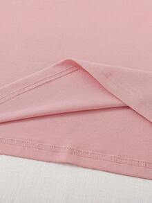 Mexican Guadalupe Virgin Mary Print Short Sleeve Round Neck T-Shirt For Women - 新粉紅色 - 查看 4