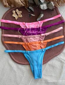 Kit 5 Calcinhas PLUS SIZE Fio Dental Asa Delta Com Regulagem na Lateral String Lingerie Tanga Ajustavel