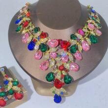 1 Set Elegant Women's Jewelry Set, Necklace Earrings 3 Pieces Set, Rhinestone Encrusted, Fashionable Luxury Jewelry Set, Suitable For Bride, Wedding, Banquet, Formal Occasions