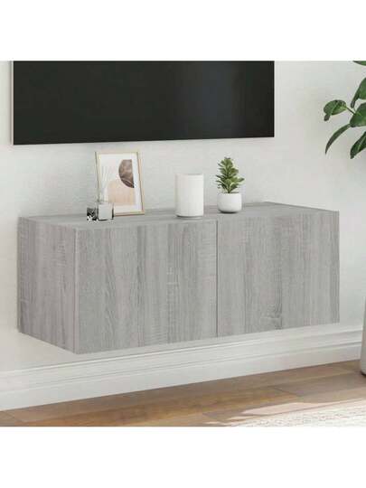 VidaXL TV Wand Unit LED Lighting 80x35x31 Cm Grijs Sonoma