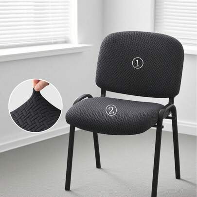 2pcs T-Shaped Jacquard Split-Back Low-Back Chair Cover (1 Seat Cover + 1 Backrest Cover), Elastic Modern Chair Slipcover, Dust-Proof Home Decor, Office Stool Cover, Dining Chair Cover