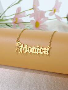 1pc S925 Sterling Silver Custom Gothic Name Necklace With Halloween Motifs - Personalized Jewelry For Friends, Goth Enthusiasts & Self - Perfect For Halloween Parties, Daily Edgy Looks & Festive Gifting Occasions
