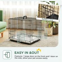 PawHut Dog Crate With Two Doors, Tray, Soft Cushion, For Extra Small Dogs - Black - View 4