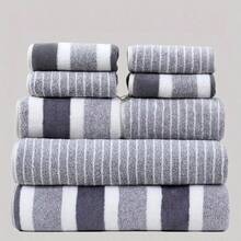 8-delat presentset med handdukar, mjuka randiga bad- och ansiktshanddukar för hem och badrum, mycket absorberande och snabbtorkande, höstdekor, hem- och badrumsdekor, skolstart för skönhetssalong och hem - Multifärgad - Visa 5