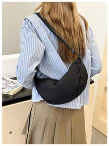 Fashionable Casual Women's Messenger Bag Versatile Shoulder Bag Lightweight Nylon Dumpling Bag - màu đen - Xem 5