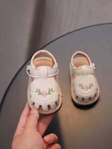 Summer Baby Girls Floral Hollow Out Squeaky Sandals, Cute Soft Bottom Infant Squeaky Shoes That Make Sound, Toddler Walking Shoes For Spring & Autumn