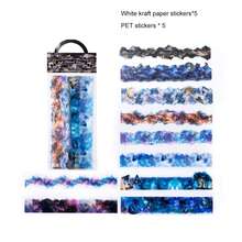 Zestaw 10 naklejek z motywem roślin oceanicznych w stylu vintage, długie paski z różnych materiałów do scrapbookingu, prowadzenia dziennika i majsterkowania - Wielokolorowe - Zobacz 13