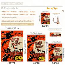 1 pièce Affiche sur canevas de sorcière volante, citrouille fantôme, style décoratif de festival des chats fantômes. Murales d'intérieur, impressions d'affiches, cadeaux muraux, chambre, bureau, salon, café, décoration murale, maison, décoration de dortoir, cadre photo au choix, décoration d'Halloween, décoration d'automne, décoration de chambre.