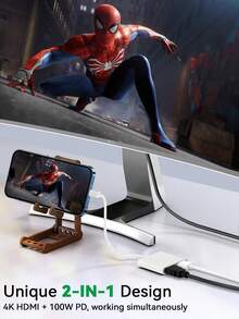 huaxunyuan USB C To HDtv Digital AV Adapter For Phone 16 15,1080P Video & Audio Sync Screen Converter AV Adapter With Charging Port For Phone 16/16 Plus/16 Pro/16 Pro Max/15/15 Plus,S23,XPS 17,Surface Book 3