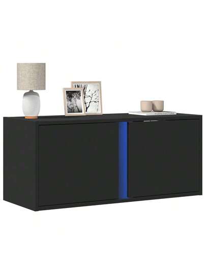 VidaXL TV Wand Unit LED Lighting 80x31x35 Cm Zwart