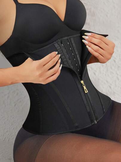 1pc Waist Trainer With Zipper, High Compression Waist Cincher For Women, 2-In-1 Waist Trainer With Hooks, Suitable For Various Occasions, Breathable Tight Tummy Control, Shapewear For Yoga, Fitness, With Buttons And Zipper, Breathable Tight Tummy Control, Suitable For Summer, Winter, Spring, Autumn