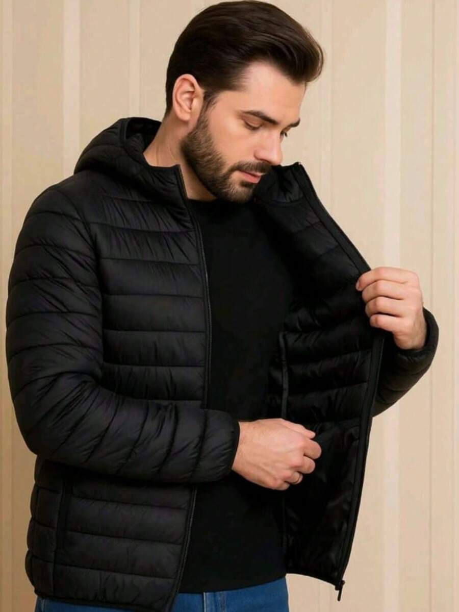 Women's Thick And Lined Puffer Jacket Fashion Blogger - Black - View 1