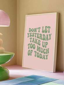 1 pieza Cuadro de arte de pared positivo Impresiones de lienzo verde salvia Pinturas Carteles de tipografía Decoración estética retro para dormitorio, sala de estar u oficina, decoración de apartamento sin marco