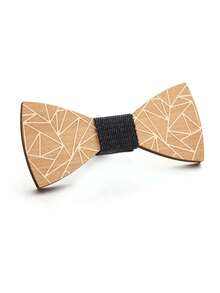 1pc Wooden Geometric Pattern Bowknot For Men, Suitable For Holidays, Parties And Events