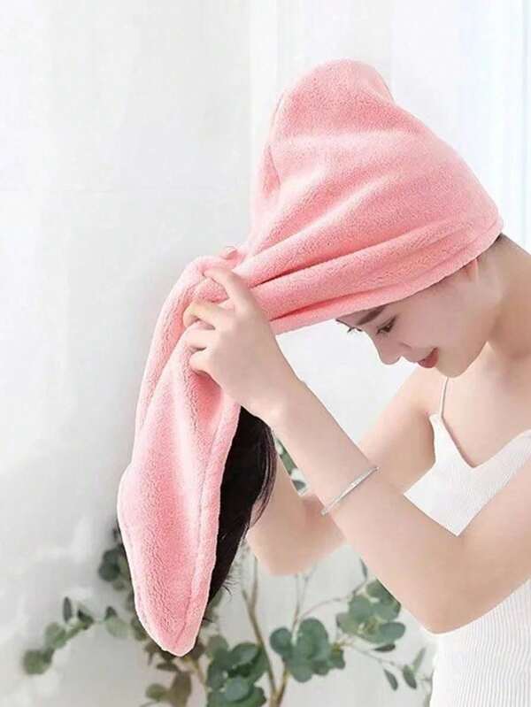 1 pieza Gorro/toalla de pelo suave, absorbente y cálido de estilo casual premium, adecuado para baño, natación, baño, piscina, todo el año. Toalla de pelo de doble capa, súper absorbente y de secado rápido. Gorro de ducha de felpa coral de unicolor para mujeres. Toallas de ducha para salón de belleza, hotel, deportes, artículos esenciales para el hogar, toalla, cuidado de la piel