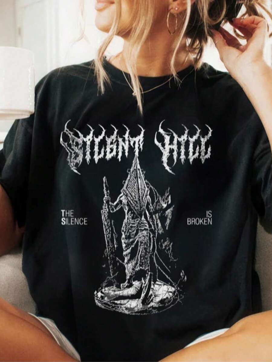 Vintage Silent Hill 2 Pyramid Head Shirt, Retro Horror Game Tee, Fan Apparel, Vintage Scary Shirt Fo - 黑色 - 查看 1