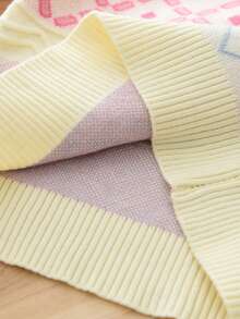 少女简约学院风菱形波浪针织毛衣+半身裙套装，秋冬 - 粉色 - 查看 6