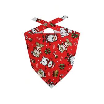 Pet Christmas Drool Bib, Festive Triangular Scarf, Christmas Cartoon Cat & Dog Neck Warmer