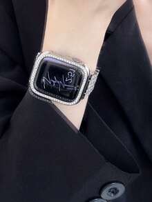 1 pieza Compatible con correa de , Compatible con banda de , Compatible con Apple Watch 38/40/41/42/44/45/46/49mm, Joyería de plata para damas con diamantes brillantes y rhinestones para reemplazar la correa metálica, Compatible con Apple Watch Ultra 2/Ultra 10/9/8/7/6/5/4/3/2/1/Se, Compatible con accesorios de . Correa de reloj inteligente